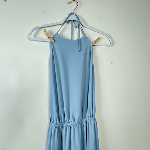 Show Me Your Mumu Heather Halter Dress in Steel Blue Chiffon NWT Size 2XL - Picture 3 of 9